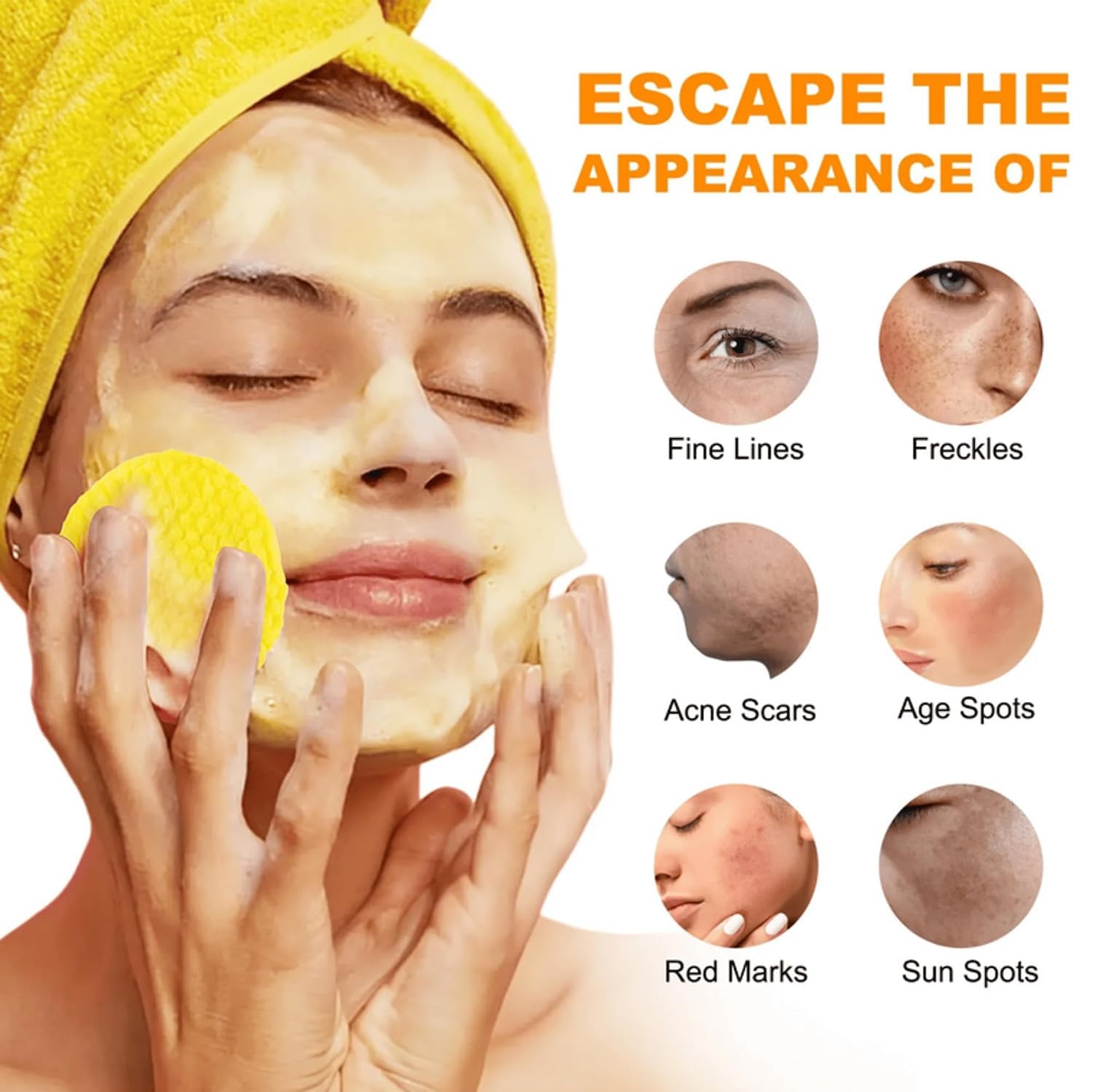 Kojic Acid and Turmeric Cleansing Pads, 50 Pcs, for Face Cleansing